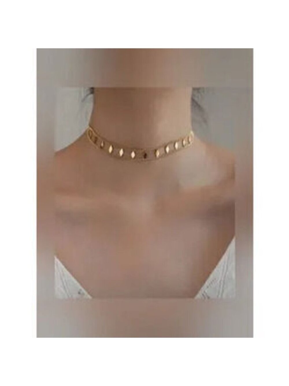 Gold Stainless Steel Geometric Layeredp Choker Necklace Dainty